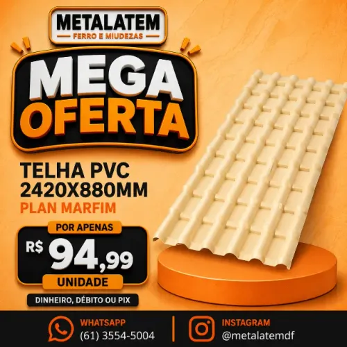 Telha PVC Plan Marfim 2420 x 880 mm - Leve, Resistente e de Fácil Instalação