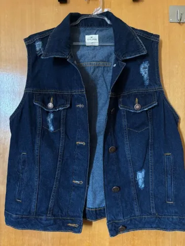 colete jeans pool jeans azul escuro g