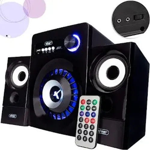 Caixa De Som 2.1 Subwoofer Amplificador Bluetooth Tv Pc Aux Fm Controle