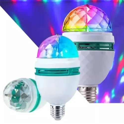Lâmpada de Festa Giratória Bola Maluca Globo De Luz Led Rgb - R$ 39,99