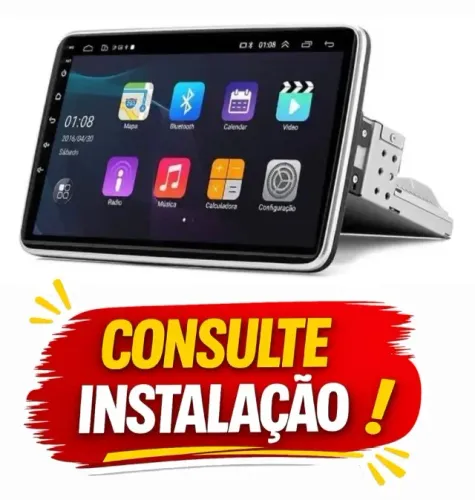 Central Multimídia Android 10.1 Polegadas 1Din Giratória Carplay/android Auto S/ Fio