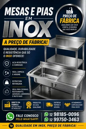 Mesa e pia em INOX a preço de fábricante 