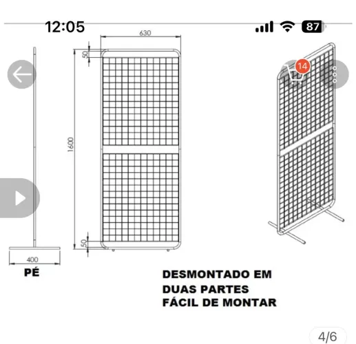 Expositor de chão tela aramado preto