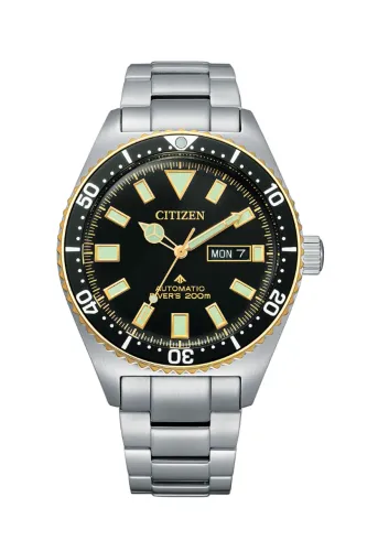 Relógio Citizen Promaster Diver 41 mm Bicolor Mostrador Preto Ref. NY0125-83E