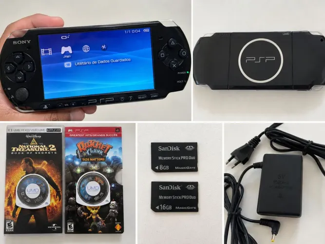 PSP 3001 Desbloqueado + Cartões 16GB e 8GB + 2 Jogos Originais