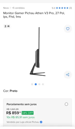 Monitor gamer athen v3Pro pichau 24? 1ms