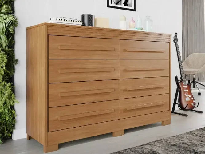Cômoda Califórnia 8 Gavetas 100% Mdf Cinamomo/off Dividimos Em Até 10x Sem Juros