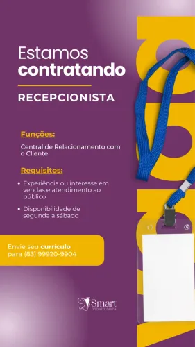 RECEPCIONISTA PARA CLÍNICA ODONTOLÓGICA