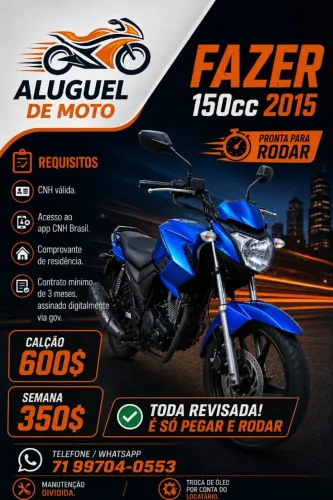 Aluguel de moto 280,00 SEMANAL 
