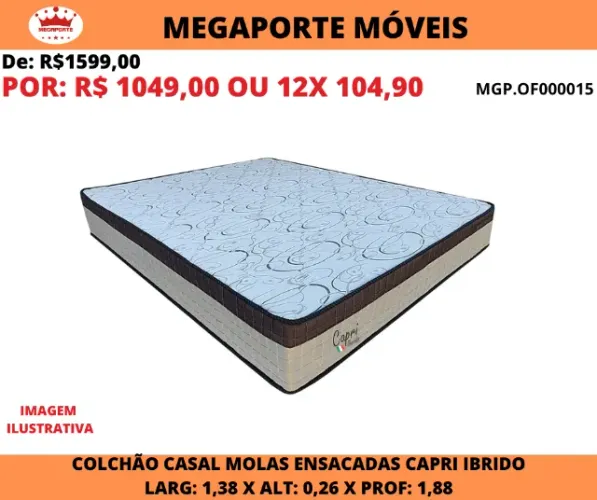 Colchão Casal Molas Ensacadas+EPS Capri Ibrido