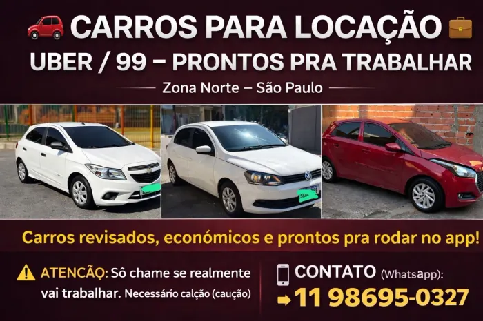 Carro disponível para locação para quem mora na zona norte