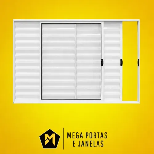 Veneziana Três folhas Alumínio Branco - Linha 20 (Completa)