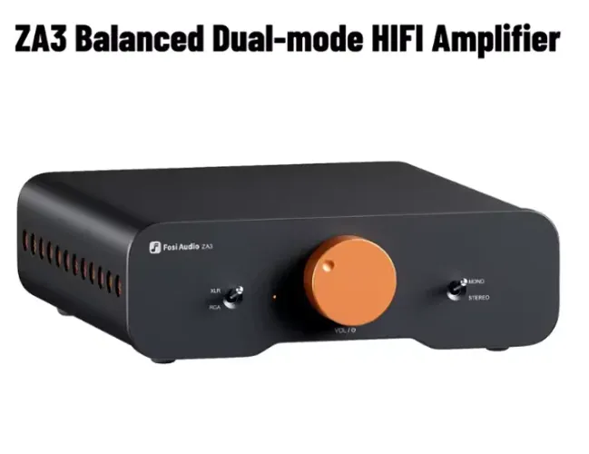 Amplificador Estéreo Fosi Za3 360W Rms Com Fonte 48v Bivolt 