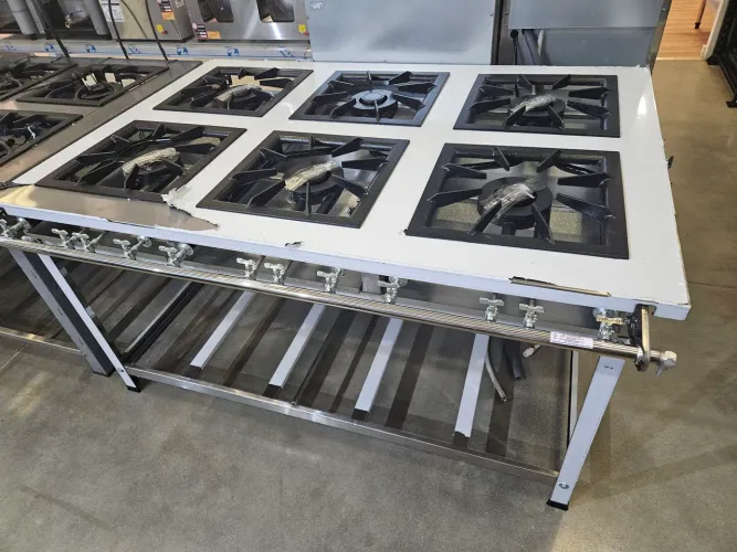 fogão industrial 6 queimadores duplos 40x40 inox - a pronta entrega 