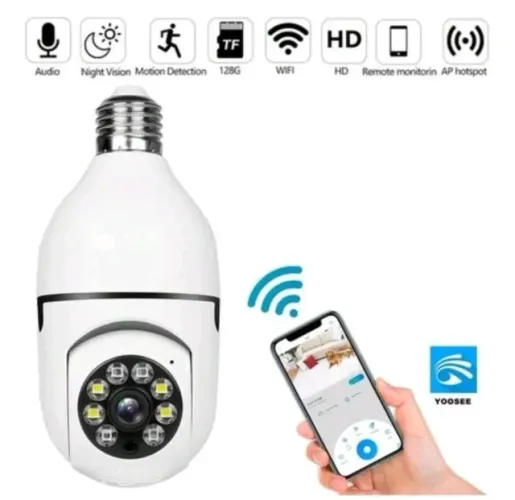 Câmera IP Segurança Lampada App Yousee C Visão Noturn