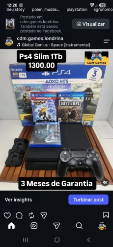 Ps4 Slim 1Tb + 3 Jogos e Carregador 1300.00 - Não Aceito Oferta