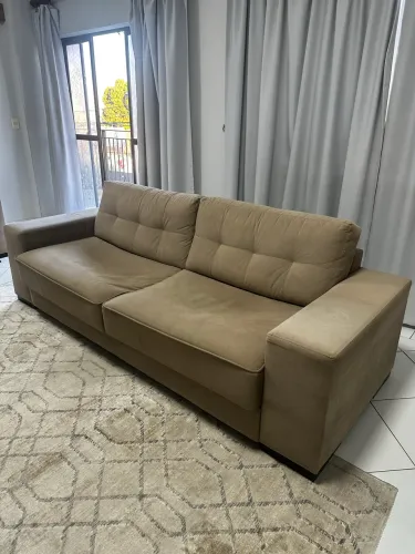 Sofá 4 Lugares 2,40m Bege/Caramelo