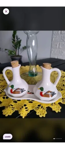 Galheteiro de porcelana vintage com patinhos