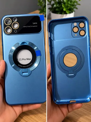 Capinha para iPhone 11 Pro Max Azul Metálico com Anel Magnético