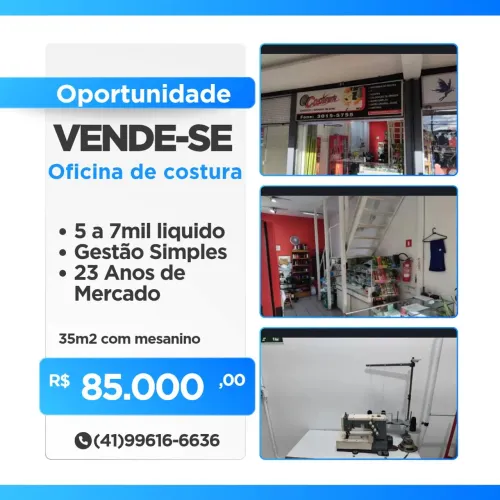 Vende-se Oficina de Costura com 23 anos de tradição em Curitiba!