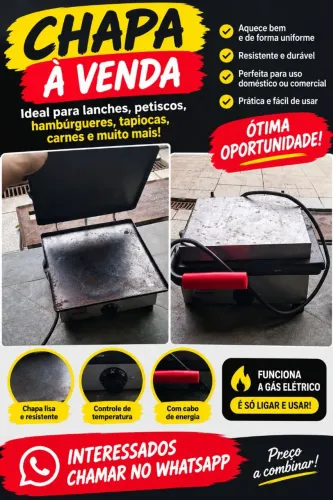 CHAPA ELÉTRICA PARA LANCHES À VENDA! 280