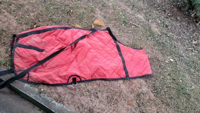 Capa de frio vermelha para cavalo