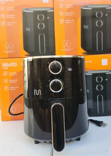(Nova) Fritadeira Elétrica Sem Óleo Air Fryer 3,5L 1500W 110v Preta Multi GO211
