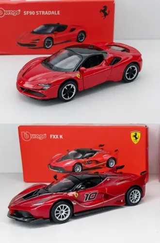 Dupla miniaturas Ferrari SF90 e FXX K Bburago escala 1:64 tamanho Hotwheels