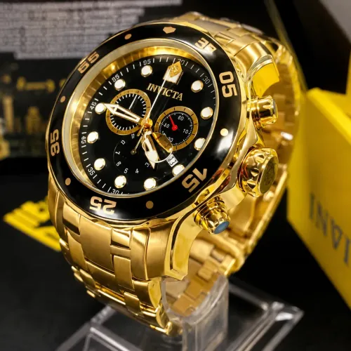 Relógio invicta lacrado novo dourado preto pesado robusto