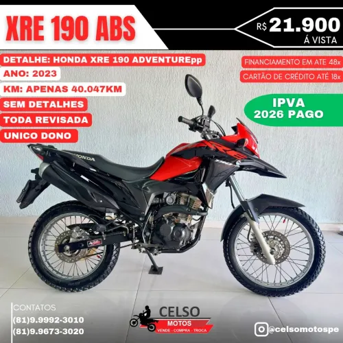 XRE 190 2023 Extra! Único Dono! Ipva 2026 pago! Financio 48x