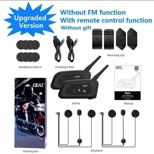 Par Intercomunicador Capacete Ejeas V6 Pro+ Bluetooth 5.1