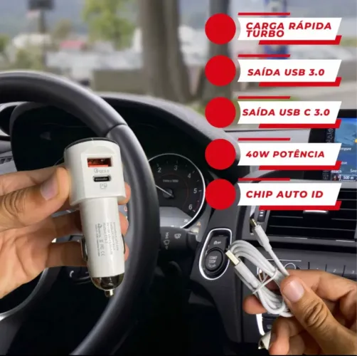 Carregador Celular Automotivo USB Turbo