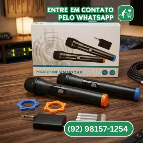 Microfone Duplo Sem Fio P10 Onistek MC825: Liberdade e Qualidade Sonora!