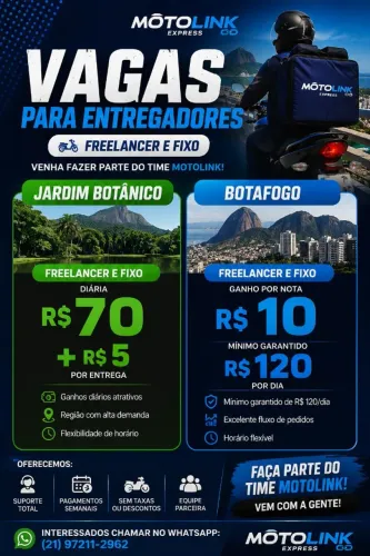VAGA DE ENTREGADOR FIXO E FREELANCER 