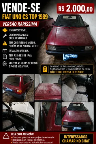 Fiat Uno Cs/top/sport 1.5 I.e. / 1.5 /1.3 1989