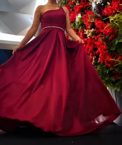 Vestido Formatura Elegante Brilhante Rosa