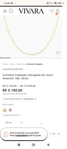 Cordão e Pingentes Vivara