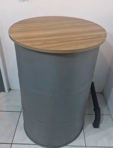 Mesa de Tambor com tampo em Madeira 