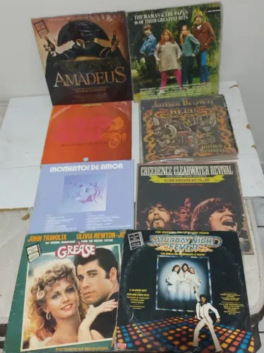 Disco Vinil Rock Pop Filmes Lote 8 LP Creedance Mamas Papas James Brown Grease Saturday