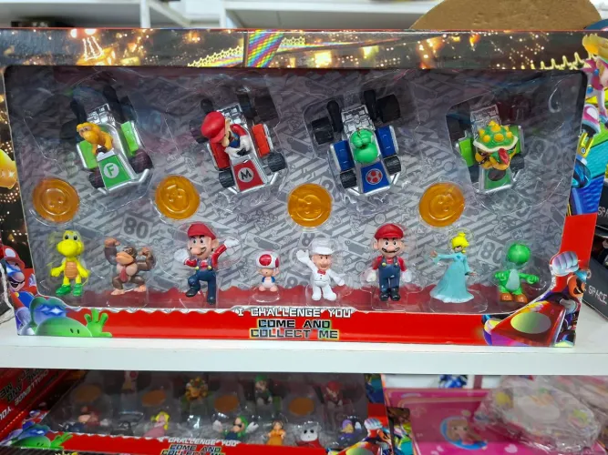 Kit Brinquedos Super Mario Kart Miniaturas Personagens E Carrinhos