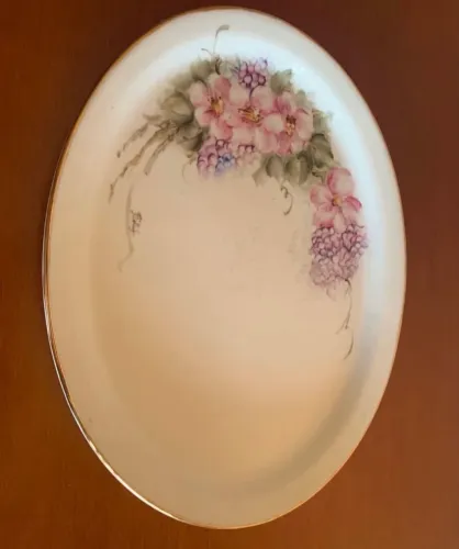 Travessa de louça pintada a mão antiga 30 anos