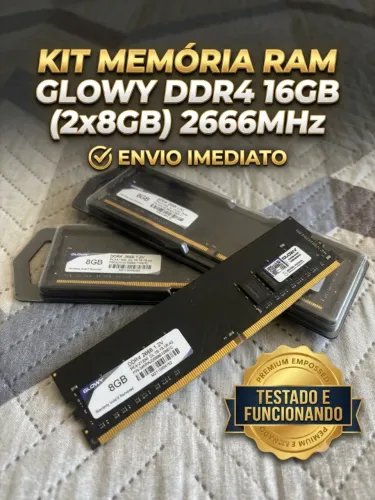 Kit Memória RAM Glowy DDR4 16GB (2x8GB) 2666MHz - Testado e Funcionando