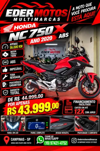 HONDA NC 750X ABS 2020 EM OTIMO ESTADO 56.000KM E DAMOS GARANTIA TOTAL