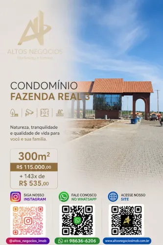 Terreno 300m² no Condomínio Fazenda Real 3