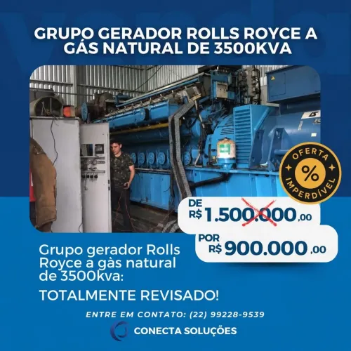 GRUPO GERADOR ROLLS-ROYCE 3500 kVA A GÁS NATURAL