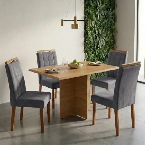 Mesa Pérola 1.20x80 com 4 cadeiras Las Vegas  - Entrega Rápida 