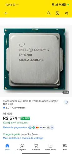 Processador i7 6700 perfeito estado. Aceito troca