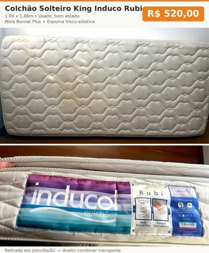 Vendo colchão Inducol king solteiro!!