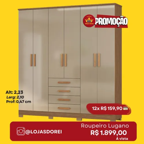 PROMOÇÃO URGENTE - Guarda-Roupa CASAL GIGANTE 6 Portas 4 Gavetas Disponível