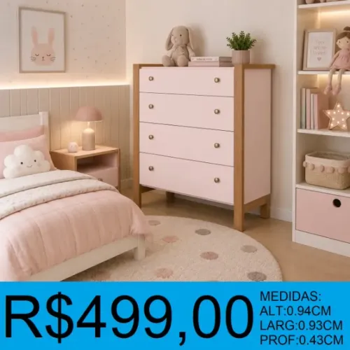 Cômoda alt:94cm larg:93cm design elegante - frete grátis!